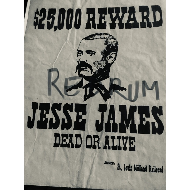 Jesse James 8.5 x 11 Reward poster Dead or Alive