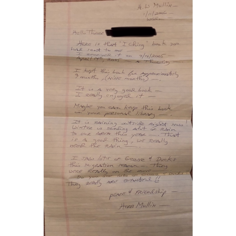 DECEASED HERBERT MULLIN HANDWRITTEN LETTER