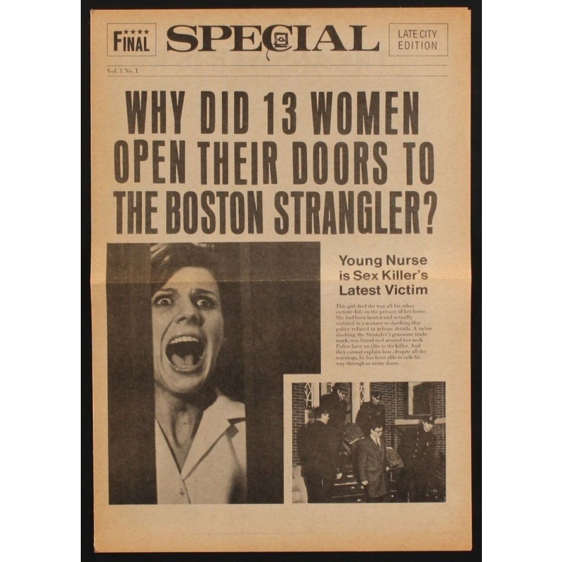 Boston Strangler movie Newspaper of the movie with Tony Curtis and Henry Fonda from 1968