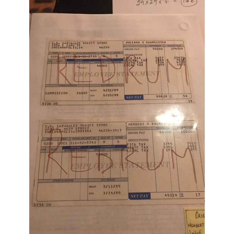 Ultra Rare - Herbert Baumeister unique set Sav-A-Lot employee statement 1989