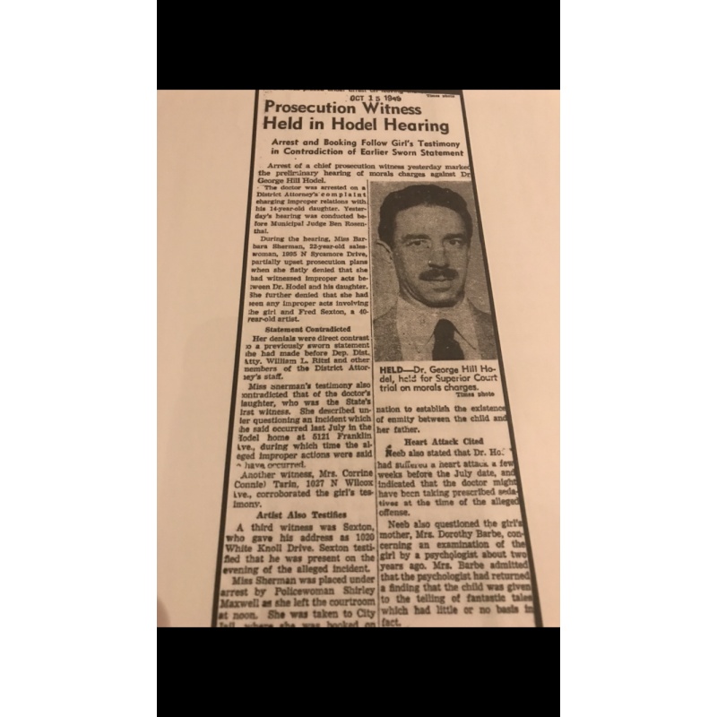 Black Dahlia suspect Dr. George H. Hodel newspaper clippings photocopies on 12 pages from 1945