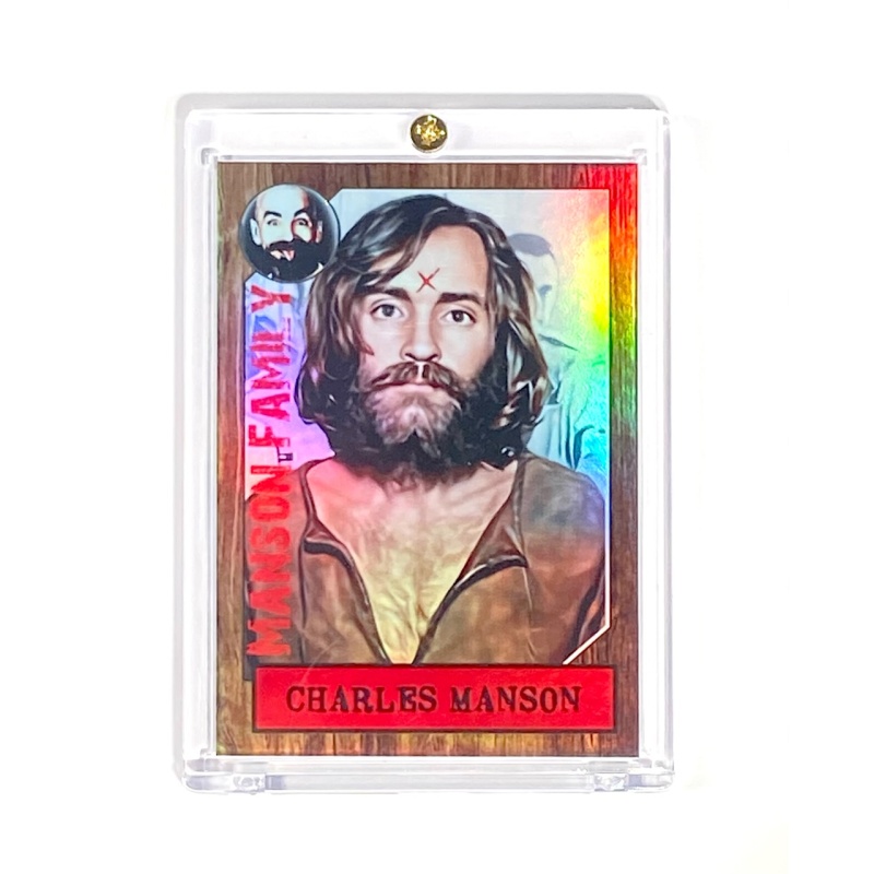 LIMITED EDITION Charles Manson 80’s Style Holographic Card In Collector’s Case