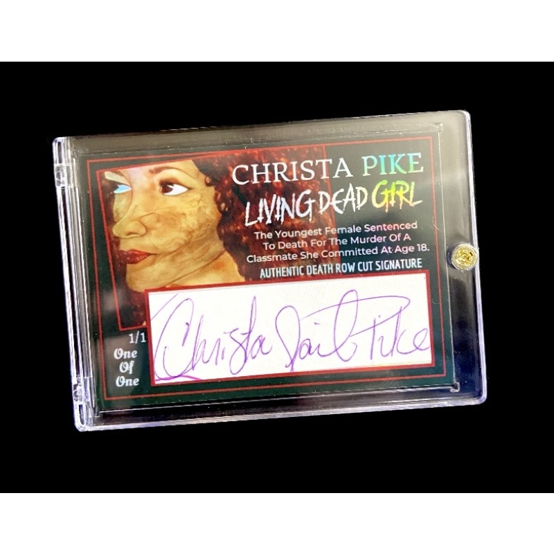 CHRISTA PIKE “Living Dead Girl” Authentic Full Cut Signature Relic Card / Self Portrait Blood Print Comes In Collector’s Case