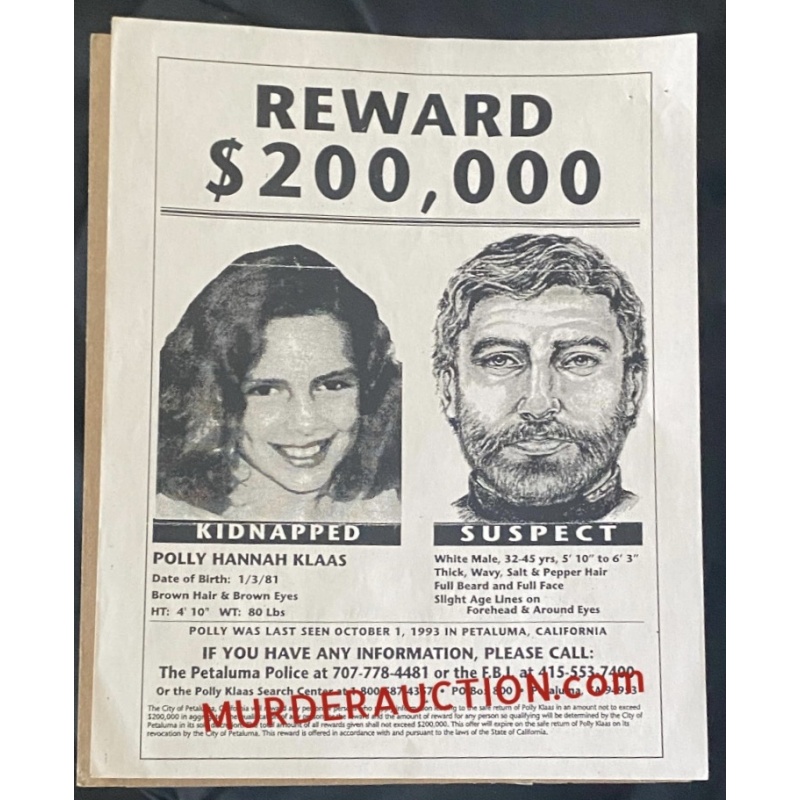 Richard Allen Davis Signed WANTED / REWARD POSTER