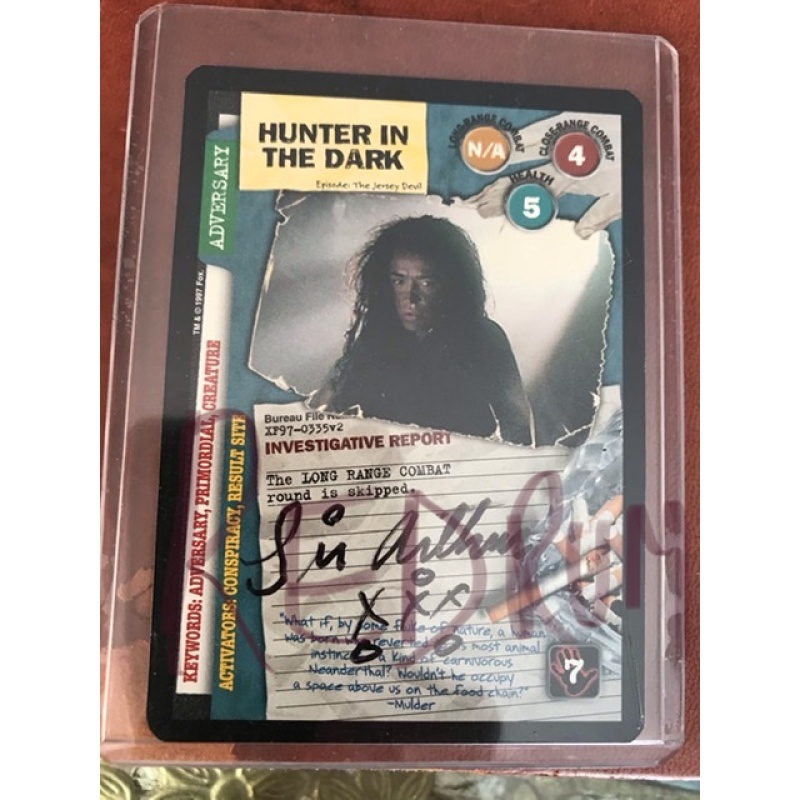 Arthur Shawcross X-Files card Hunter in the dark collector card signed Sir Arthur with doodles XOXO from 2005