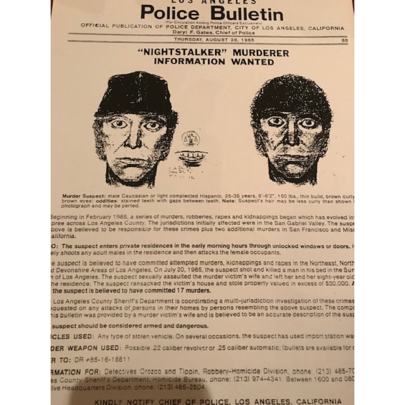 Richard Ramirez Night Stalker Los Angeles police bulletin from 1985