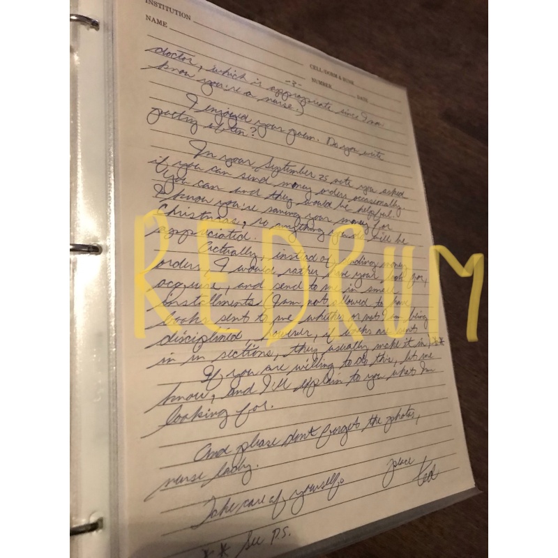 Theodore Robert Bundy very important handwritten 4 pages Letter talking about a third but failed escape attempt from 1984