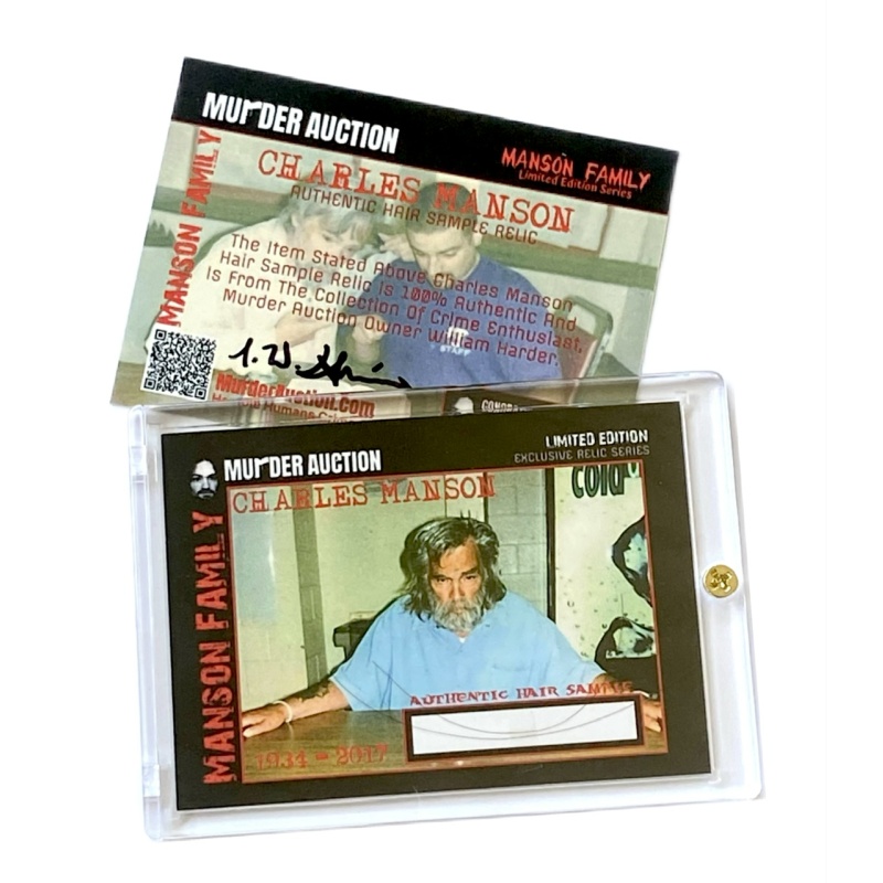 CHARLES MANSON Authentic Hair Sample MURDER AUCTION Relic Series Card Comes In Collector’s Case