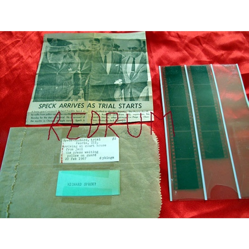 Richard Speck very unique lot including 9 original negatives related to Speck as he arrives as trial starts in Peoria, Illinois from 1967