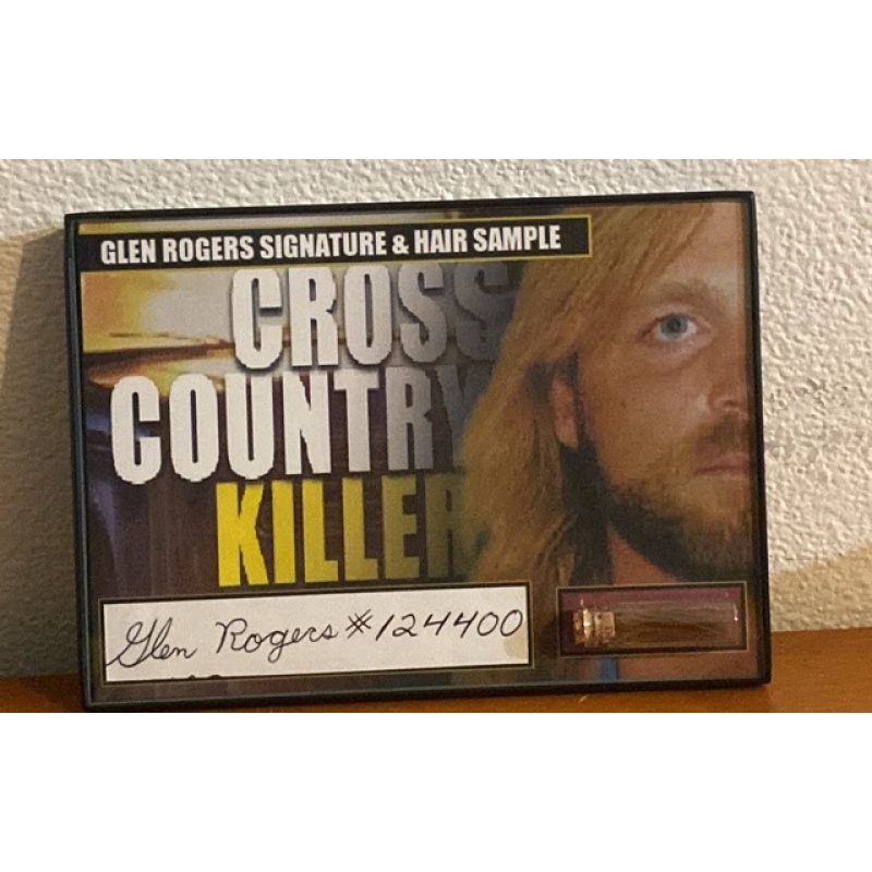 Convicted serial killer Glen Rogers hair sample and cut signature 5x7 display