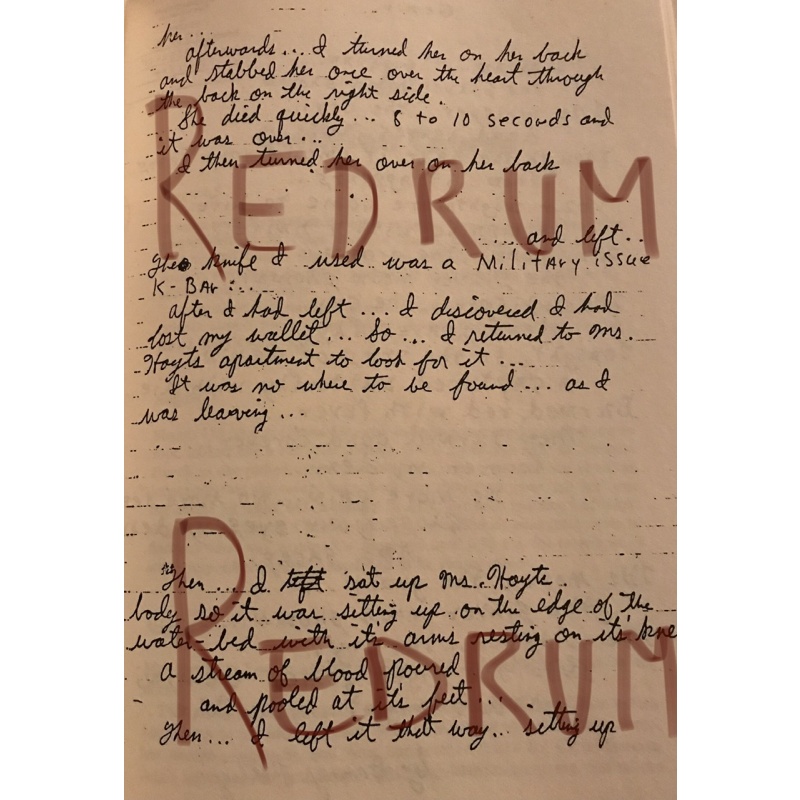 Executed - Danny Rolling handwritten poem written after Christa Hoyt’s murder describing how it was and this was used as evidence against him in 1994