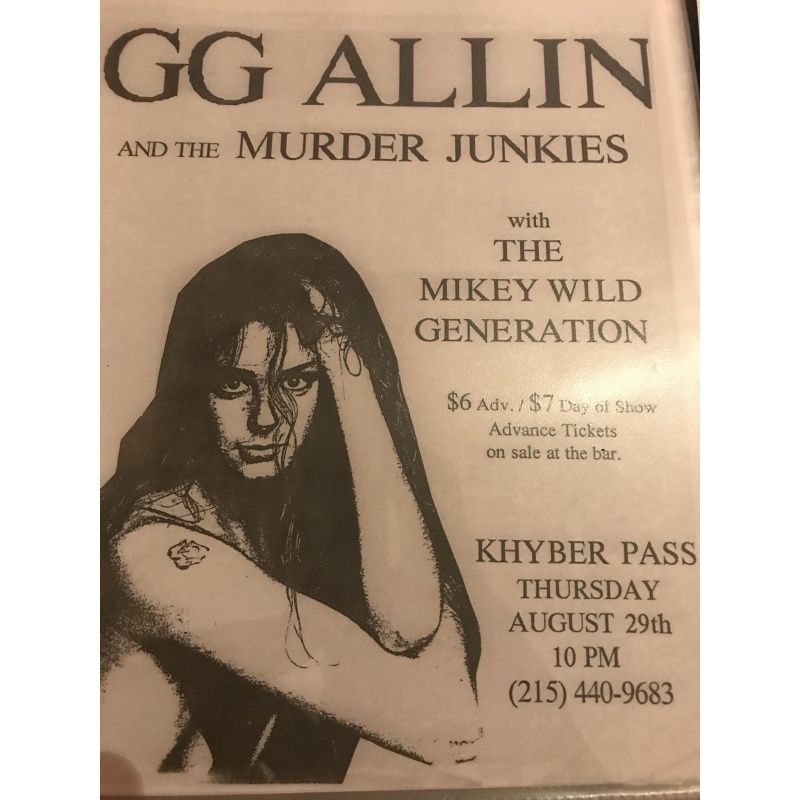 GG ALLIn and the murder junkies with the Mickey Wild Generation poster from early 1990s