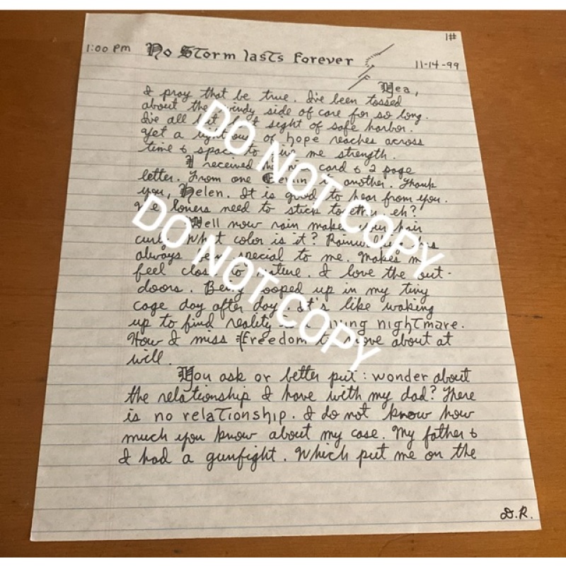 Executed convicted serial killer Danny Rolling handwritten letter