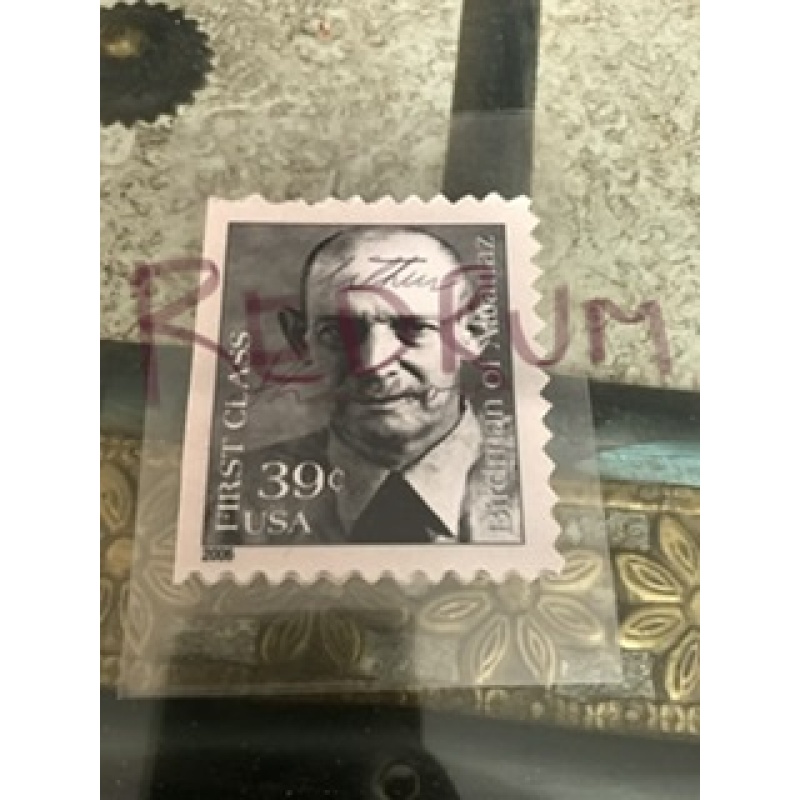 Arthur J. Shawcross 2 x 2 stamp of the bird man of Alcatraz signed from 2006