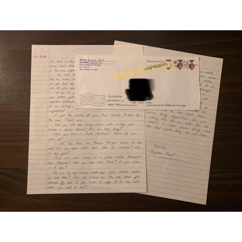 Dylann Roof Handwritten Two Page Letter and Envelope