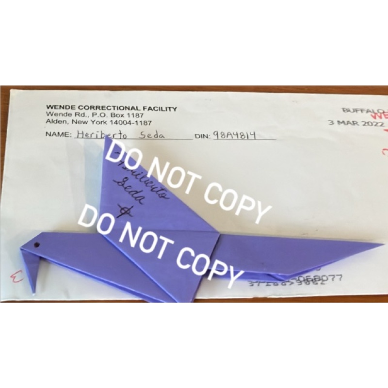 Convicted serial killer ‘New York Zodiac’ handwritten letter envelope set signed Eddie, with signed origami