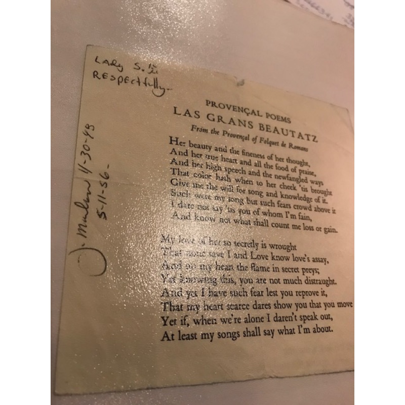 James Marlow handsigned Las Grand Beautatz poem signed J. Marlow