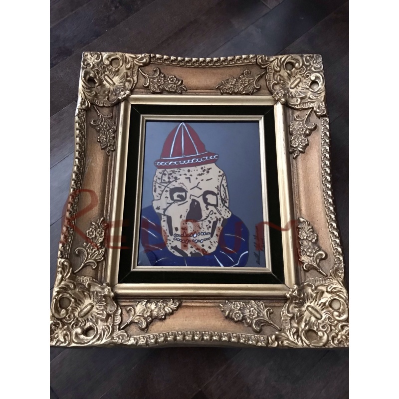 Arthur John Shawcross beautiful SkuLL Clown painting on plexiglass Vinyl from 2006