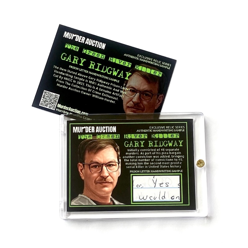 GARY RIDGWAY The Green River Killer Prison Letter Handwriting Sample Relic Card MURDER AUCTION SERIES