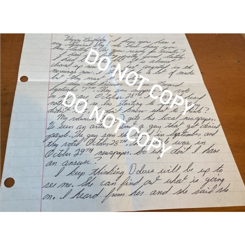 Deceased convicted serial killer William Heirens handwritten letter