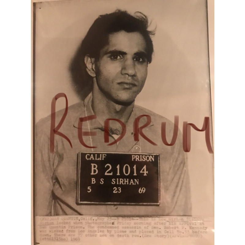 Sirhan Bishara Sirhan 6.5 x 10 mugshot press photograph from 1969