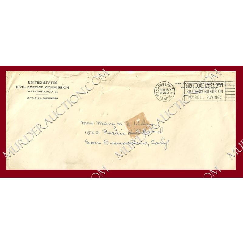 J. Edgar Hoover letter/envelope 1/21/1947 DECEASED