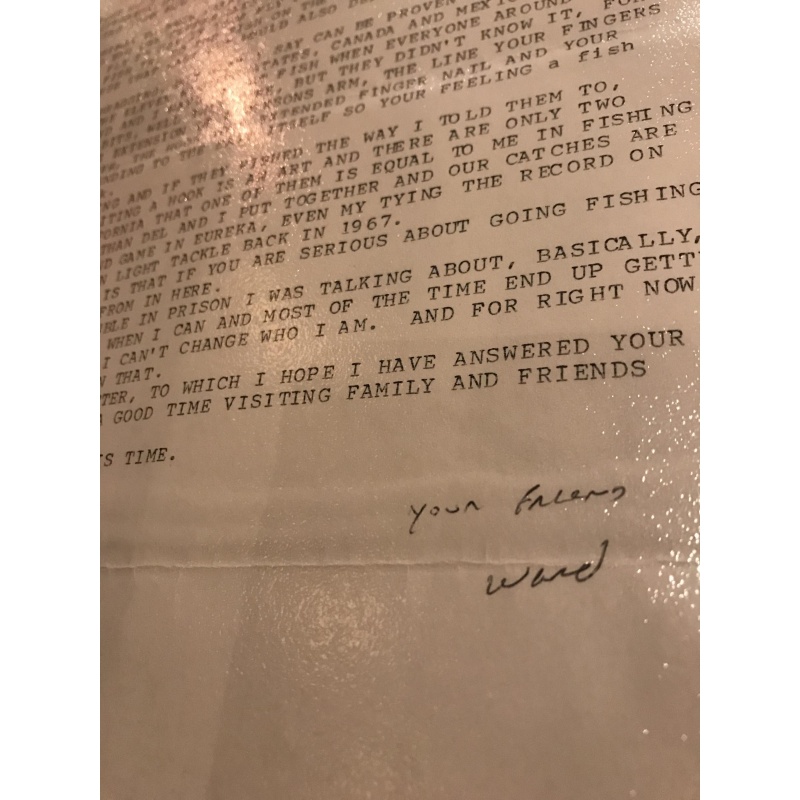 Ward Francis Weaver Jr. 3 pages typed letter from San Quentin State Prison 2004