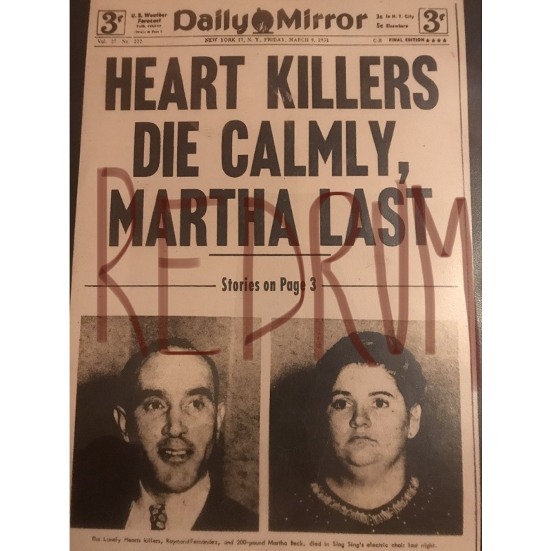 Heart killers die calmly Martha Last 6.5 x 10 photograph from early 1950’s