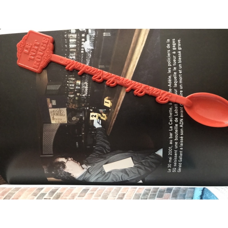 La Cachette Bar saloon red swizzle spoon from 2000