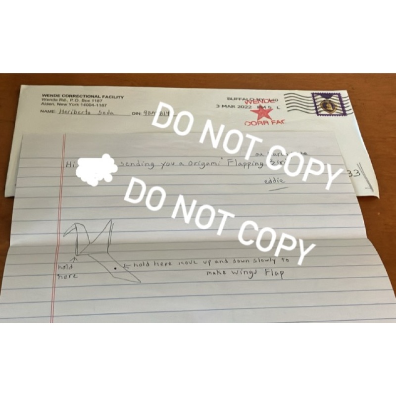 Convicted serial killer ‘New York Zodiac’ handwritten letter envelope set signed Eddie, with signed origami