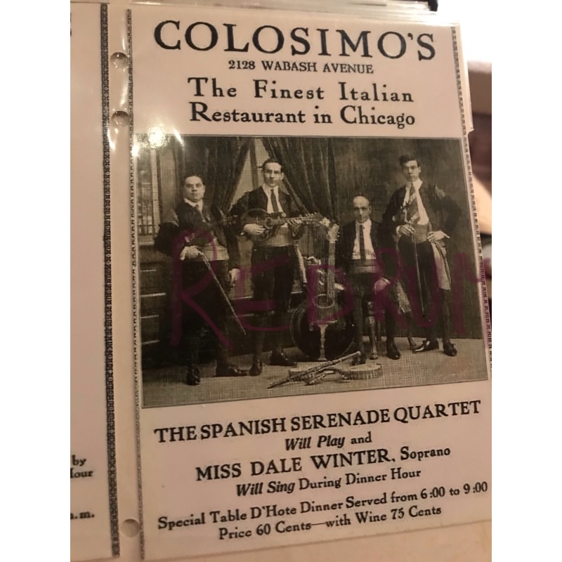 Big Jim Colosimo add for his restaurant in chicago early 1900’s no.1