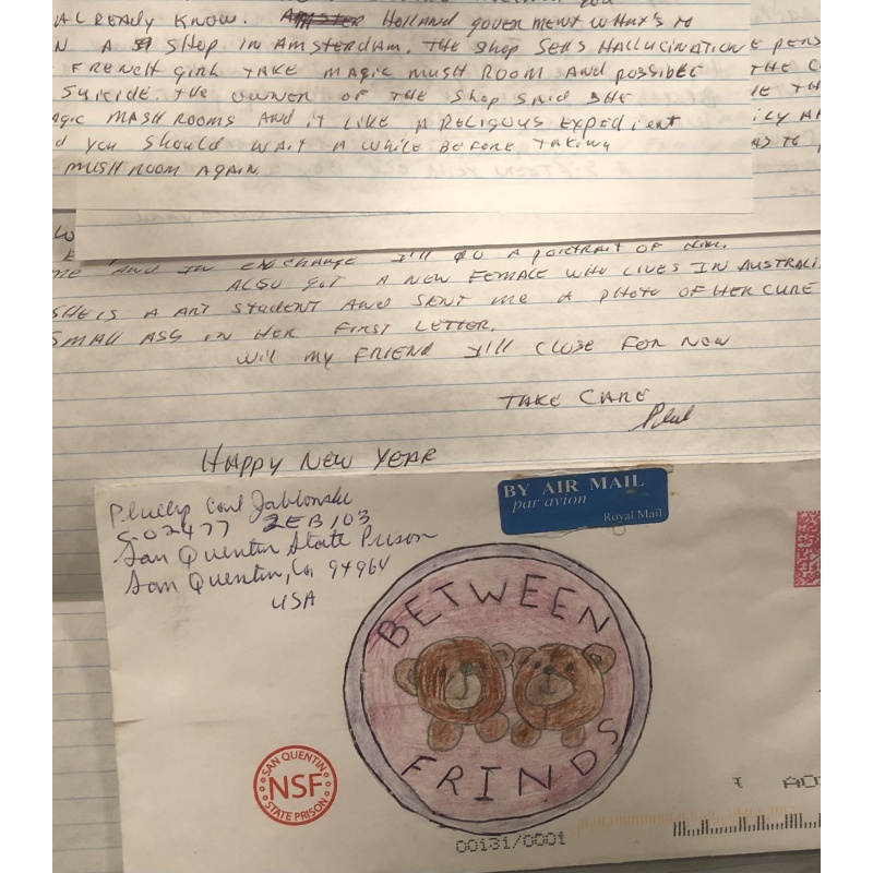 DECEASED SERIAL KILLER PHILLIP JABLONSKI HANDWRITTEN LETTER + ENVELOPE & DRAWING SET