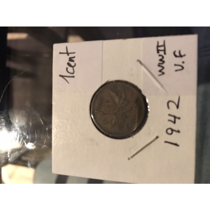 World War II CanadA one cent coin 1942