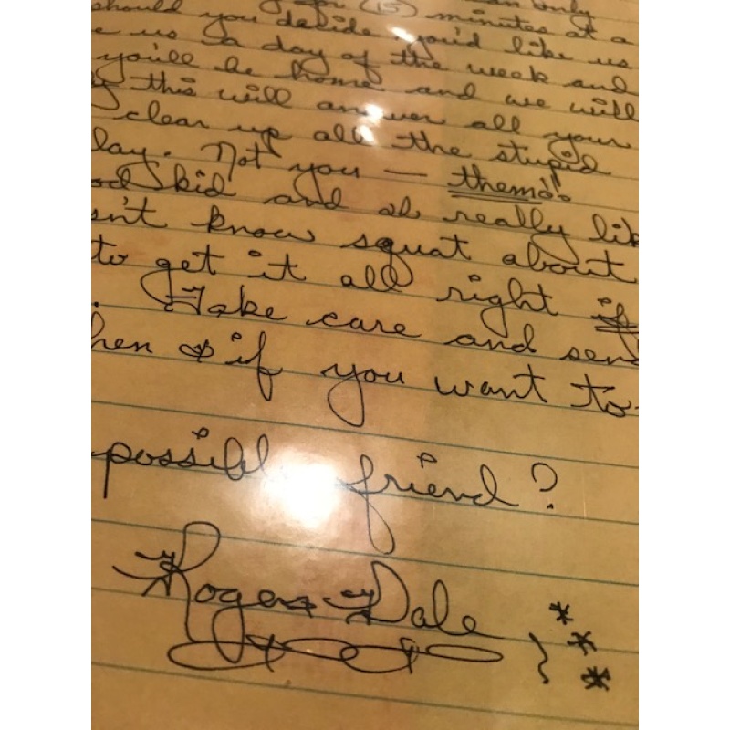 Deceased - Roger Dale Smith great handwritten letter  from 1998