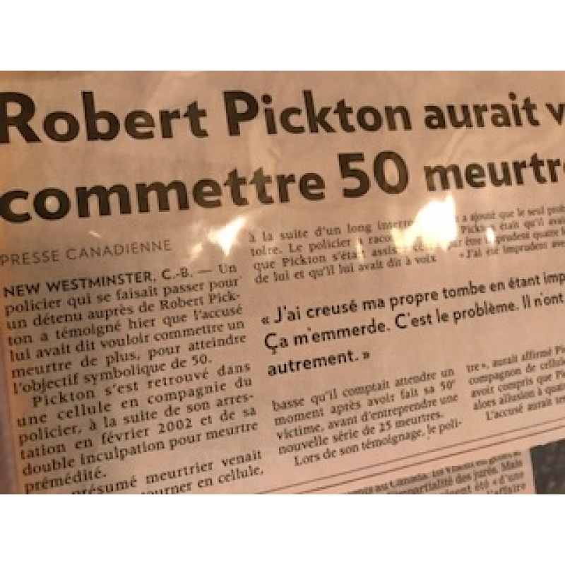 Robert Pickton newspaper clipping wanted to commit 50 murders From 2007