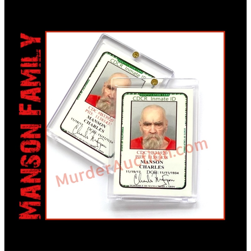 CHARLES MANSON Prison/Inmate ID Card Replica In Collector’s Case