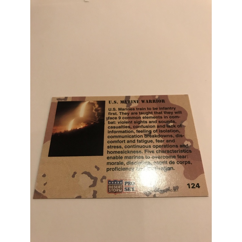 U.S Military Warrior Desert Storm card no. 124 from 1991