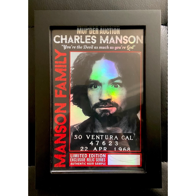 HOLIDAY SALE!!!  Charles Manson Authentic Hair Relic 4x6 Framed Display