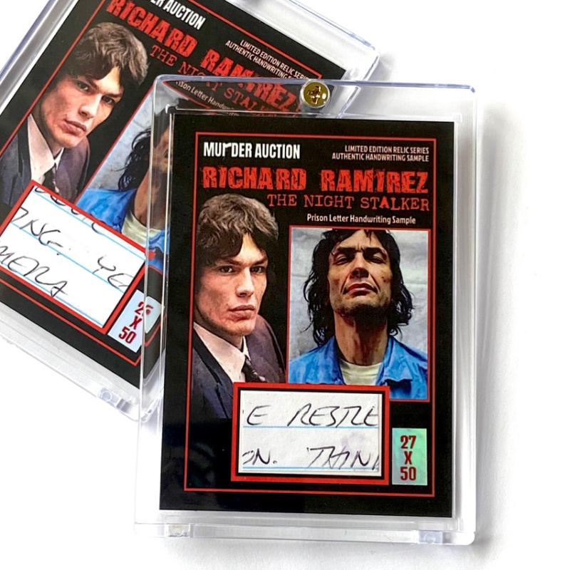 Richard Ramirez “THE NIGHT STALKER” Prison Letter Relic Card In Collector’s Case