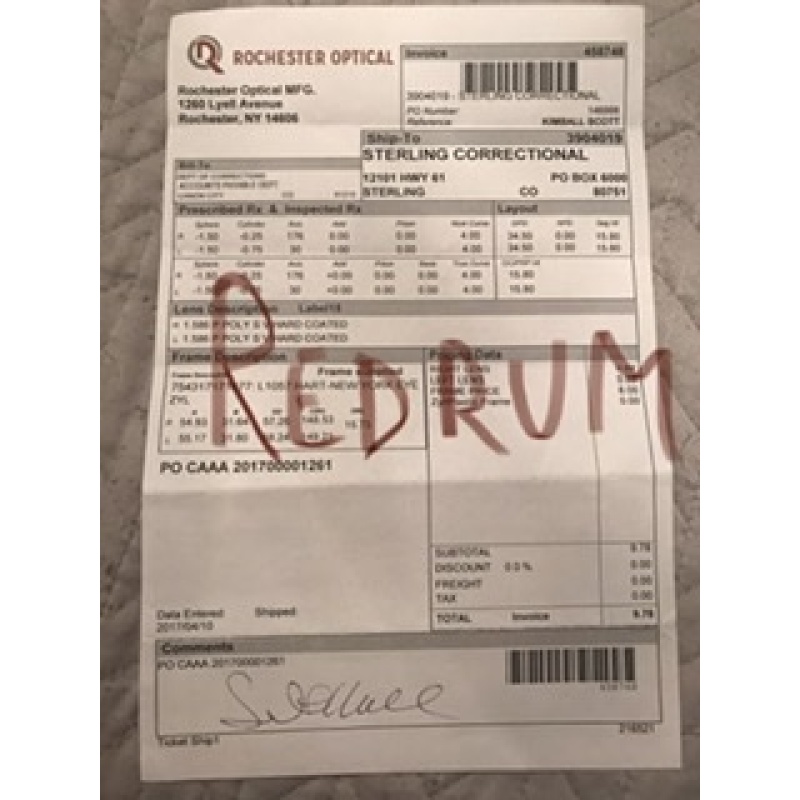 Scott Kimball glasses prescription from Rochester Optical 2017