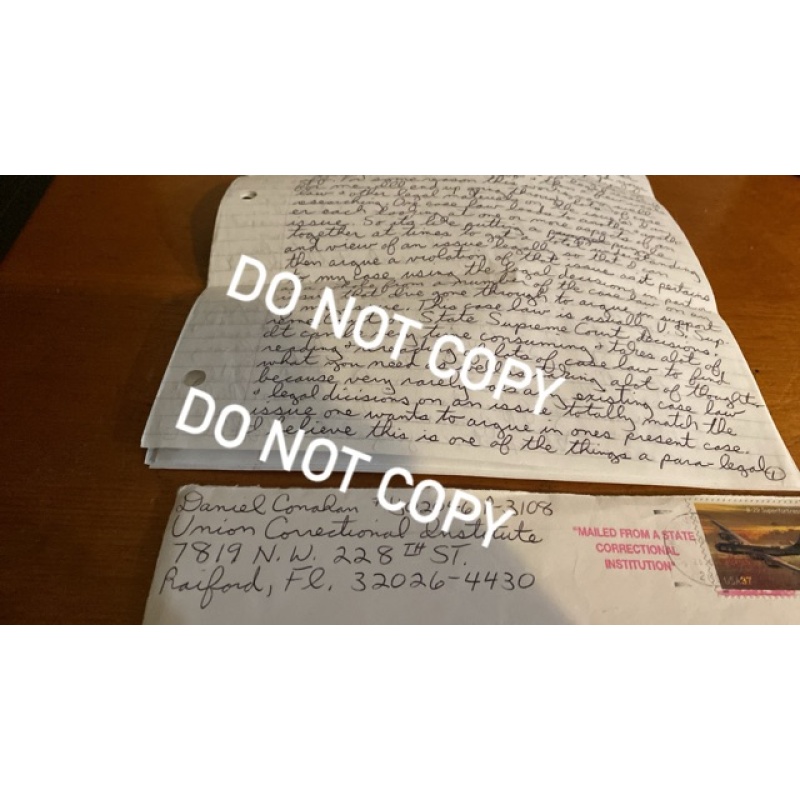 Convicted serial killer Daniel Conahan handwritten letter envelope set, signed in full