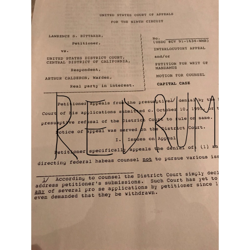 Lawrence Bittaker original typed 30 pages court document from 1995