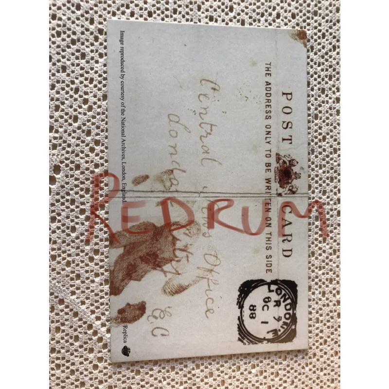 Jack the Ripper postcard from Oct 1888 with blood