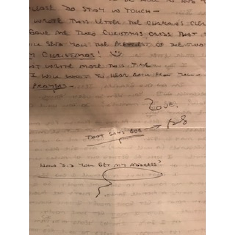 Deceased - Robert Carr handwritten 2p. Letter signed twice from December 2006