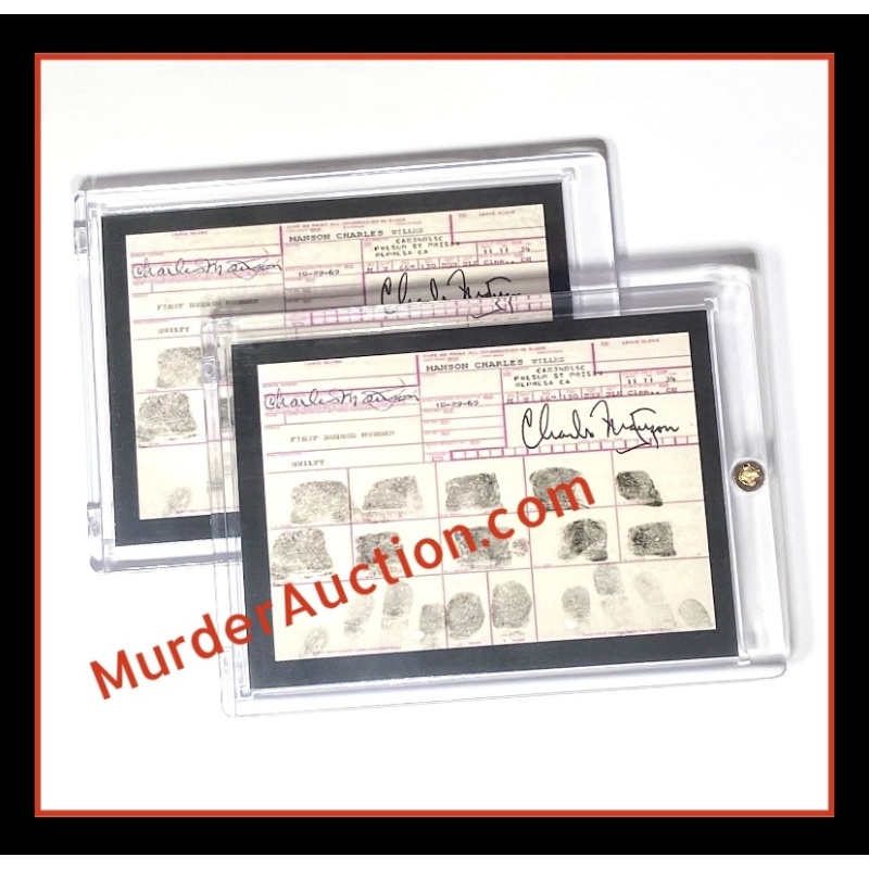 CHARLES MANSON Fingerprint Chart Replica Crime Card In Collector Case