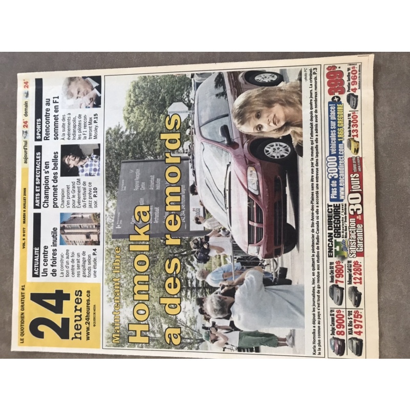 Karla Homolka front page french newspaper from 2005