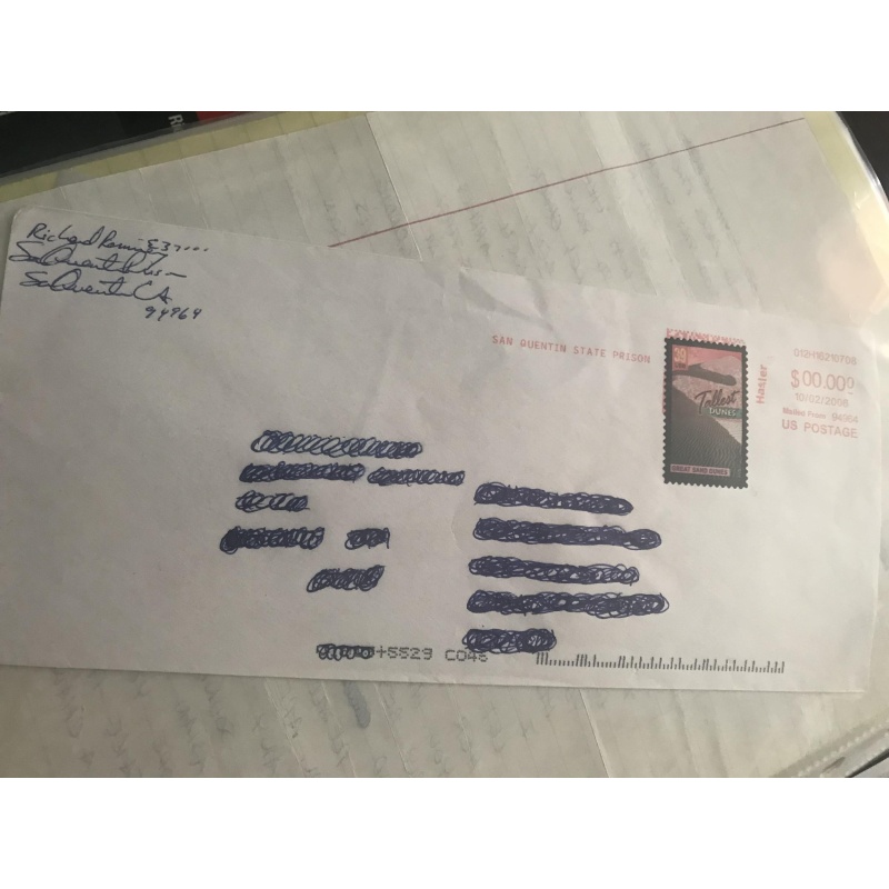 Deceased - Richard Ramirez handwritten letter and envelope from 2006