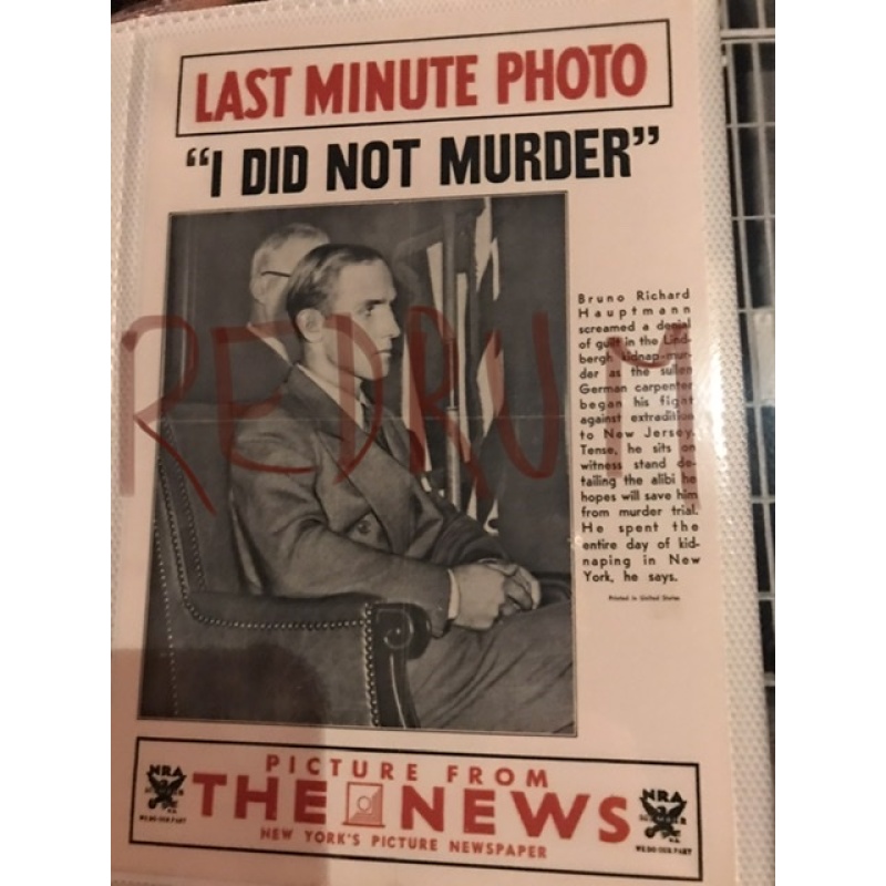 Bruno Hauptmann 4 x 6 photo/add I did not murder the Lindbergh baby