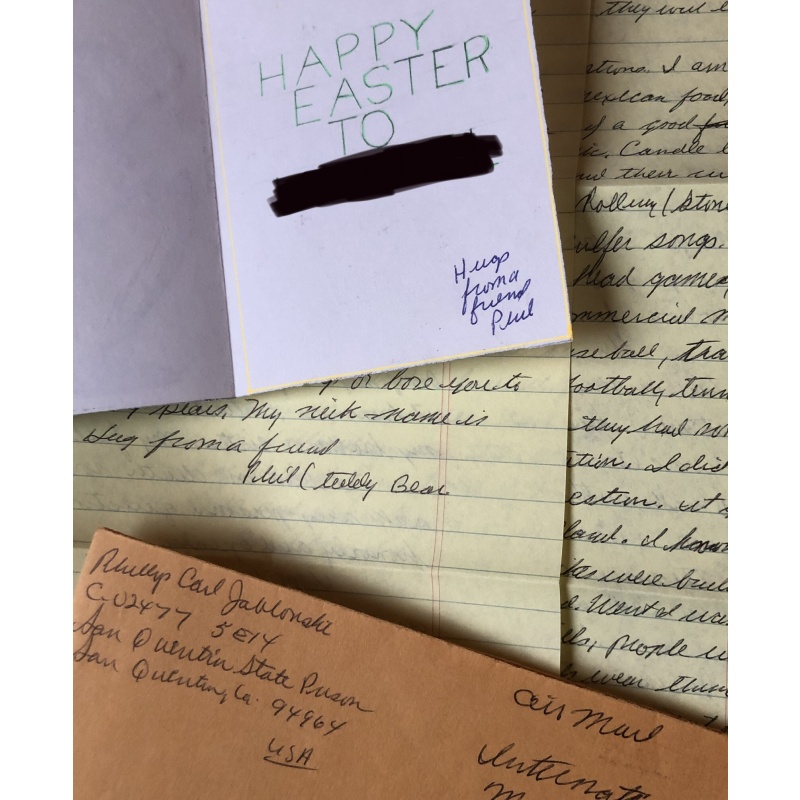 DECEASED SERIAL KILLER PHILLIP JABLONSKI HANDWRITTEN LETTER/ENVELOPE SET + HANDMADE GREETING CARD