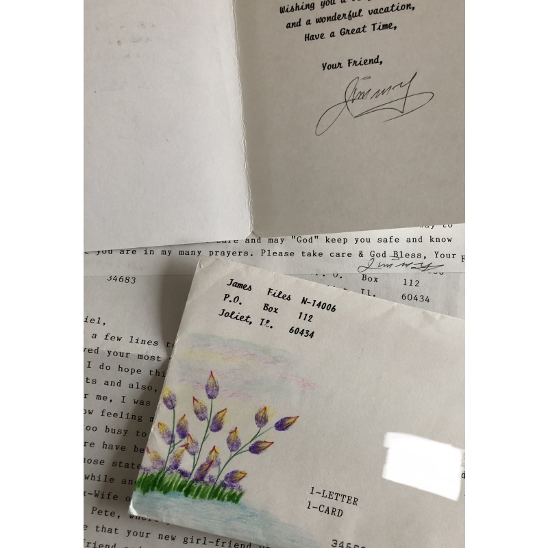 RELEASED: JAMES FILES 2 PAGE TYPED LETTER + CARD + ENVELOPE